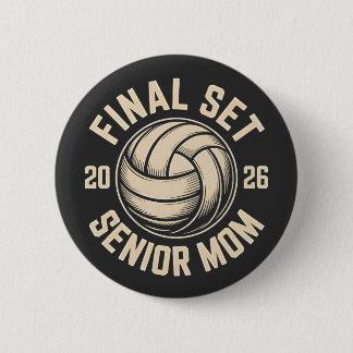 Laatste set Senior Mom 2026 Afstuderen Volleybal Ronde Button 5,7 Cm