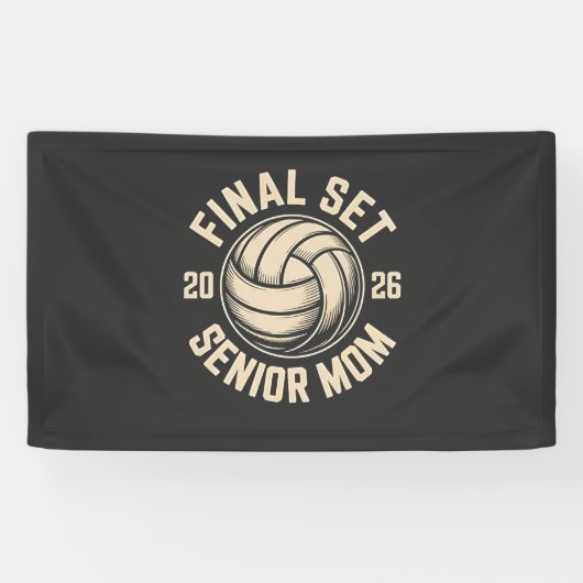 Laatste set Senior Mom 2026 Afstuderen Volleybal Spandoek (Horizontaal)