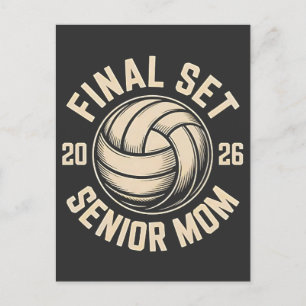 Laatste set Senior Mom 2026 Afstuderen Volleybal Uitnodiging Briefkaart