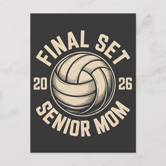 Laatste set Senior Mom 2026 Afstuderen Volleybal Uitnodiging Briefkaart (Voorkant)