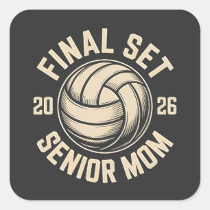 Laatste set Senior Mom 2026 Afstuderen Volleybal Vierkante Sticker