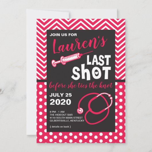 Laatste Shot Bridal Shower Uitnodiging (Voorkant)