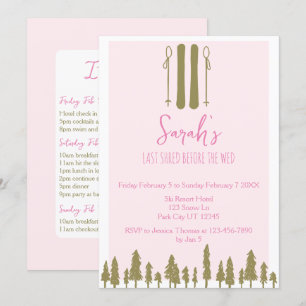 Laatste Shred Winter Ski Bachelorette Party Kaart