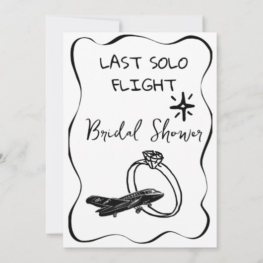 Laatste Solo Flight Hand Bruids Douche Uitnodiging (Achterkant)