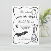 Laatste solo vlucht getrokken bruids douche uitnod kaart (Staand voorkant)