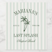Laatste Splash Beach Palms Bachelorette Wijn Etiket (Enkel label)