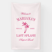 Laatste Splash Beach Palms Heet Roze Bachelorette Spandoek (Verticaal)