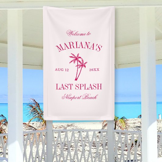Laatste Splash Beach Palms Heet Roze Bachelorette Spandoek