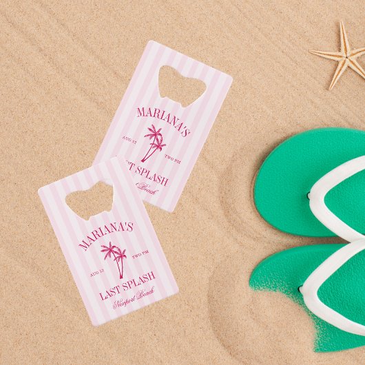 Laatste Splash Beach Palms Hot Pink Bachelorette Creditkaart Flessenopener