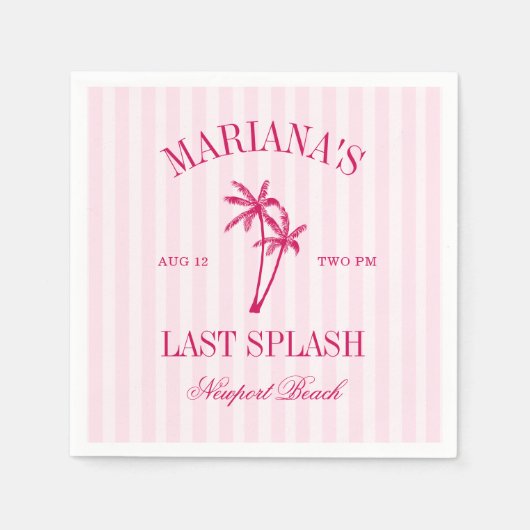 Laatste Splash Beach Palms Hot Pink Bachelorette Servet (Voorkant)