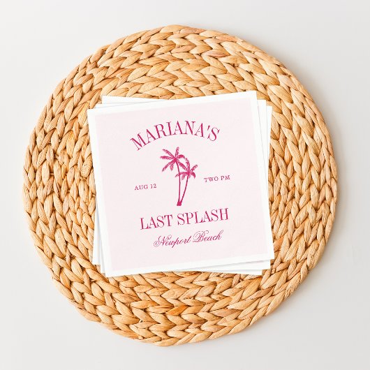 Laatste Splash Beach Palms Hot Pink Bachelorette Servet