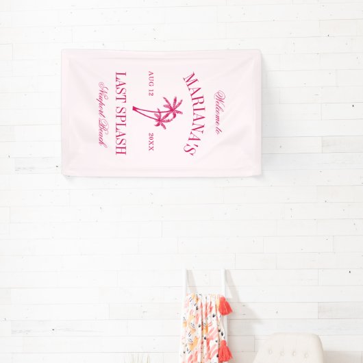 Laatste Splash Beach Palms Hot Pink Bachelorette Spandoek (Insitu)