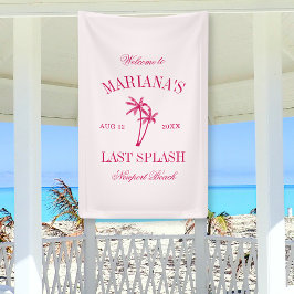 Laatste Splash Beach Palms Hot Pink Bachelorette Spandoek
