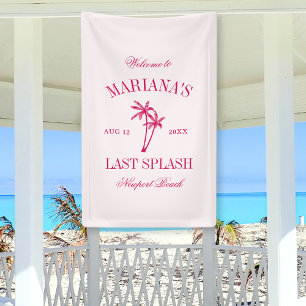 Laatste Splash Beach Palms Hot Pink Bachelorette Spandoek