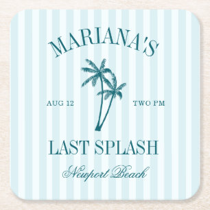 Laatste Splash Blauwe Teal Palms Bachelorette Kartonnen Onderzetters