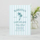 Laatste Splash Blue Blauwgroen Palms Bachelorette Kaart (Staand voorkant)