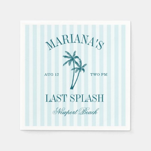 Laatste Splash Blue Blauwgroen Palms Bachelorette Servet (Voorkant)