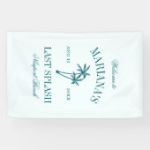 Laatste Splash Blue Blauwgroen Palms Bachelorette Spandoek (Horizontaal)