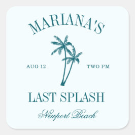Laatste Splash Blue Blauwgroen Palms Bachelorette Vierkante Sticker