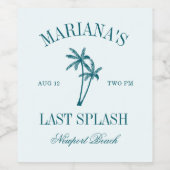 Laatste Splash Blue Blauwgroen Palms Bachelorette Wijn Etiket (Enkel label)