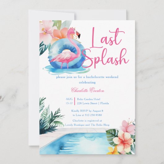 Laatste Splash Flamingo Meidenavakantie  Kaart (Voorkant)