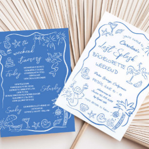 Laatste Splash Hand Drawn Beach Weekend Bacheloret Kaart