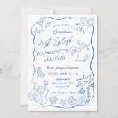 Laatste Splash Handgetekend Strand Weekend Vrijgez Kaart (Voorkant)