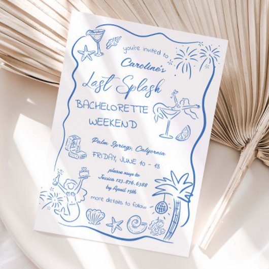 Laatste Splash Handgetekende Strand Weekend Vrijge Kaart