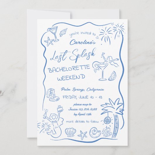 Laatste Splash Handgetekende Strand Weekend Vrijge Kaart (Voorkant)