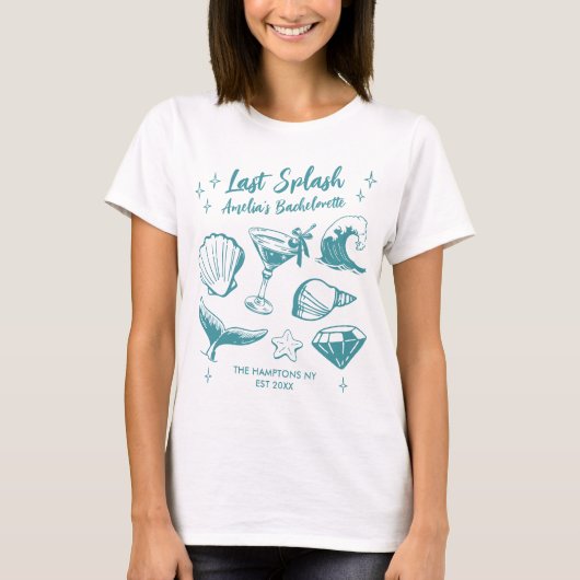 Laatste Splash Mermaid Beach vrijgezellenfeest T-shirt (Voorkant)