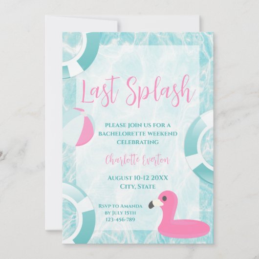 Laatste Splash Pool Bachelorette Weekend Route Kaart (Voorkant)