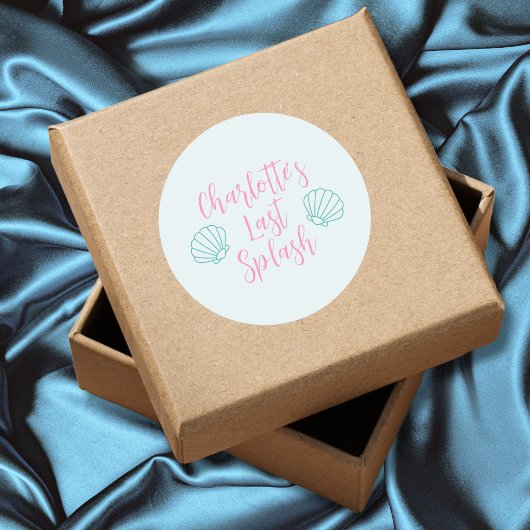 Laatste Splash Seashell Beach Bachelorette Party Ronde Sticker