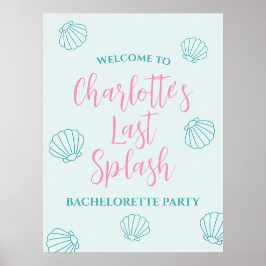 Laatste Splash Seashell Beach Bachelorette Welkom Poster (Voorkant)