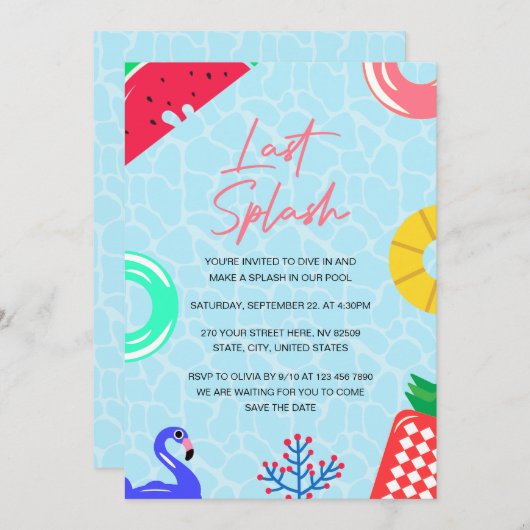 Laatste Splash Spinster Afscheidsfeestje Kaart (Voorkant / Achterkant)