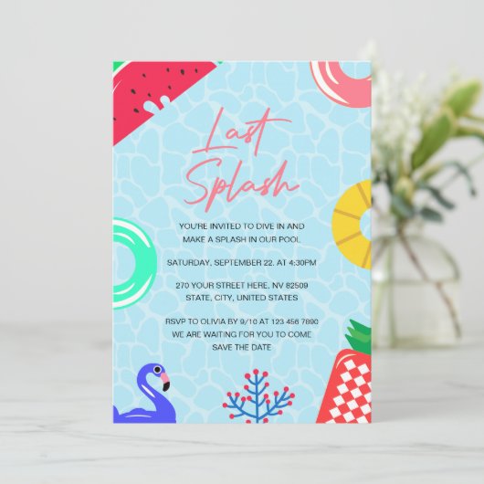 Laatste Splash Spinster Afscheidspartij Kaart (Staand voorkant)