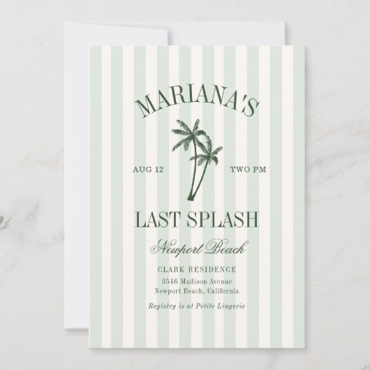 Laatste Splash Zee Green Palms Bachelorette Kaart (Voorkant)