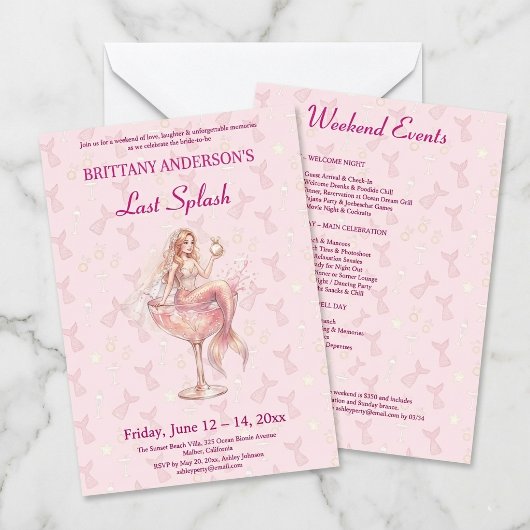 Laatste Splash Zeemeermin Bachelorette Weekend Kaart