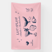 Laatste Splash Zeemeermin Roze Strand Bruidsfeest Spandoek (Verticaal)