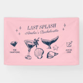 Laatste Splash Zeemeermin Roze Strand Bruidsfeestj Spandoek (Horizontaal)