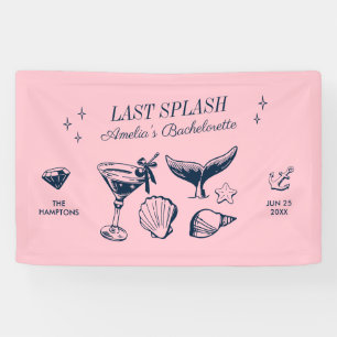 Laatste Splash Zeemeermin Roze Strand Bruidsfeestj Spandoek