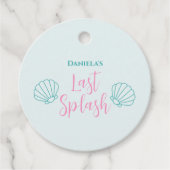 Laatste splash zeemeermin shell strand vrijgezelle bedankjes labels (Voorkant)