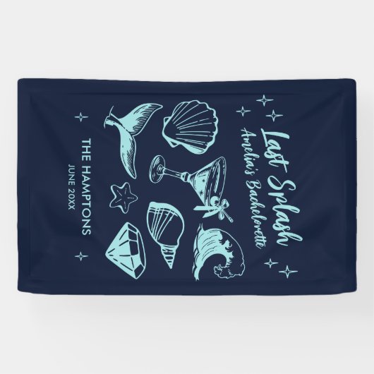 Laatste Splash Zeemeermin Strand Verlovingsfeestje Spandoek (Horizontaal)