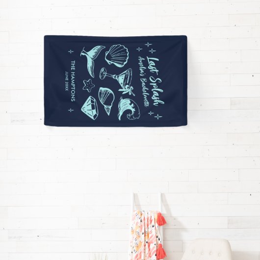 Laatste Splash Zeemeermin Strand Verlovingsfeestje Spandoek (Insitu)