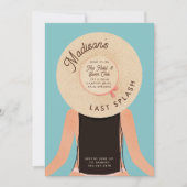 Laatste Splash Zwart Haar Bachelorette Pool Party Kaart (Voorkant)