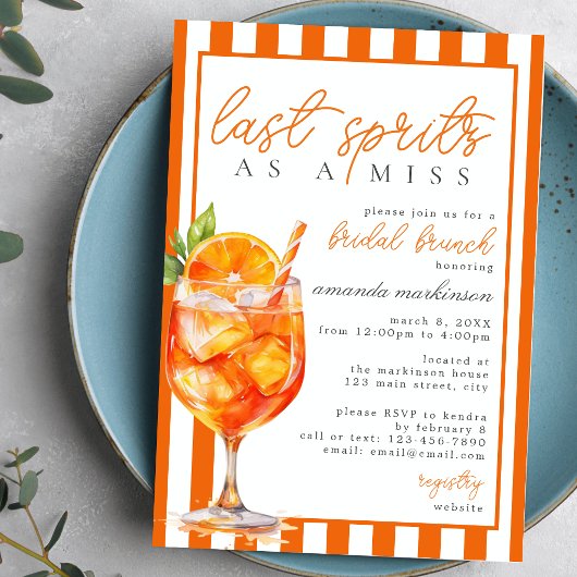 Laatste Spritz als een Miss Orange Aperol Bruidsbr Kaart