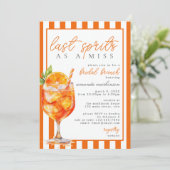 Laatste Spritz als een Miss Orange Aperol Bruidsbr Kaart (Staand voorkant)