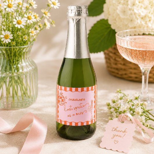 Laatste Spritz als een Ongehuwde Vrouw, Bruidsfees Sparkling Wijnetiket