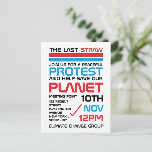 Laatste straat, vergaderpunt klimaatverandering briefkaart (Staand voorkant)