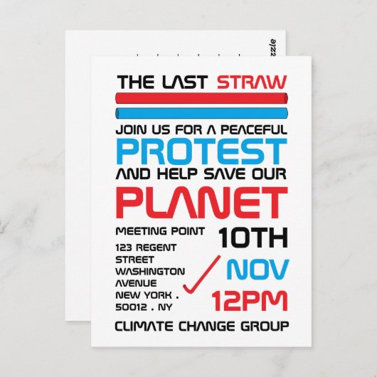 Laatste straat, vergaderpunt klimaatverandering briefkaart (Voorkant / Achterkant)