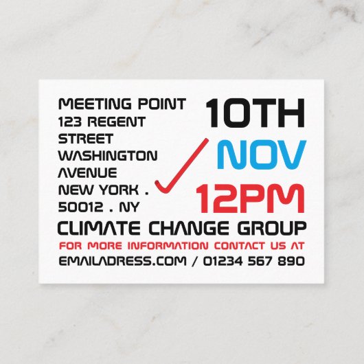 Laatste straat, vergaderpunt klimaatverandering visitekaartje (Achterkant)